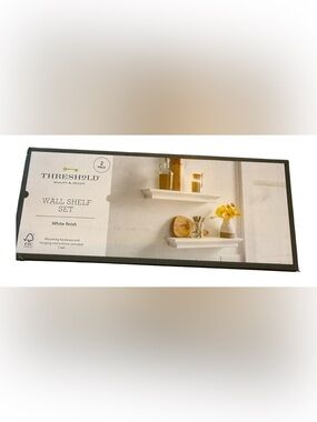 Threshold 2 Piece White Wall Shelf Set 15.75” Floating Ledge Shelves New